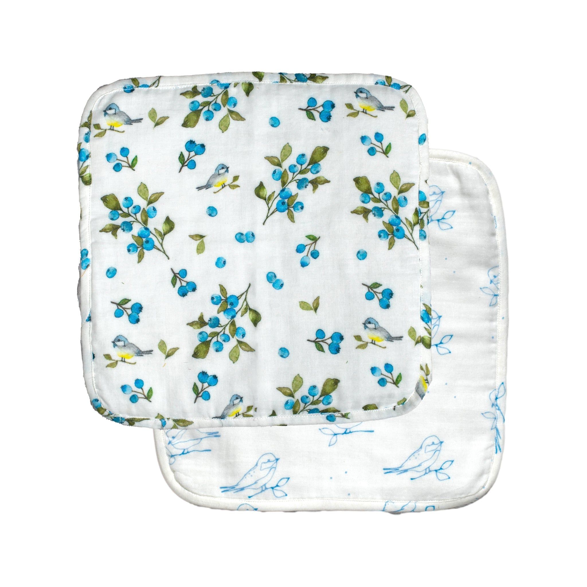 Blueberry & Bird Organic Washcloth Set
